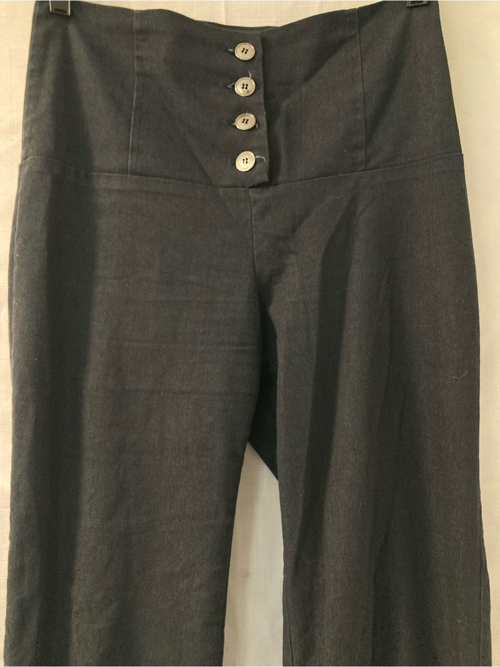 Seduction Fashion Black High Rise 4 Button Wide Leg Pants Size S